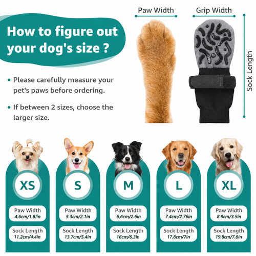 Non-Slip Dog Paw Protectors with Velcro Straps